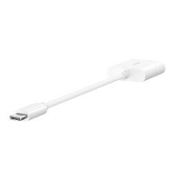 Belkin Rockstar Adapter USB-C na 3.5mm Audio + USB-C 60W, biały