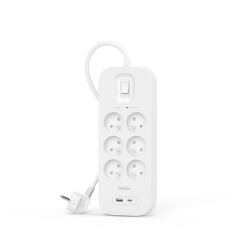 Belkin Listwa zasilająca przeciwprzepięciowa 650J, 6 gniazd, USB-A, USB-C PD, 2m
