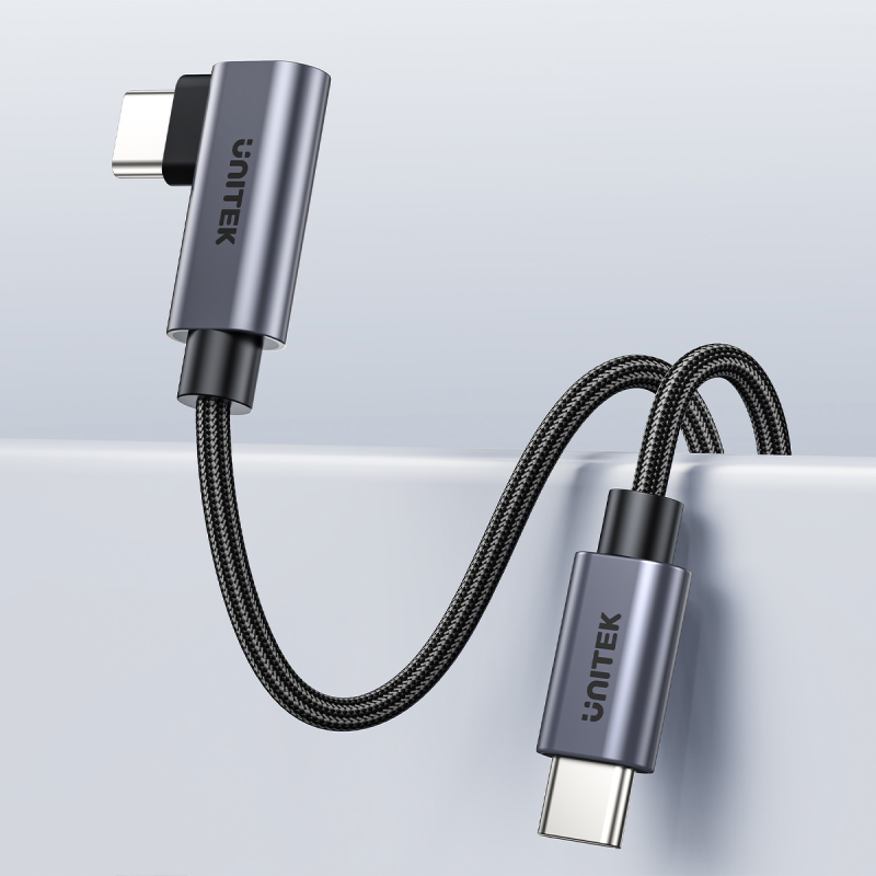 Unitek Kabel USB-C kątowy 90° PD100W 0,5m
