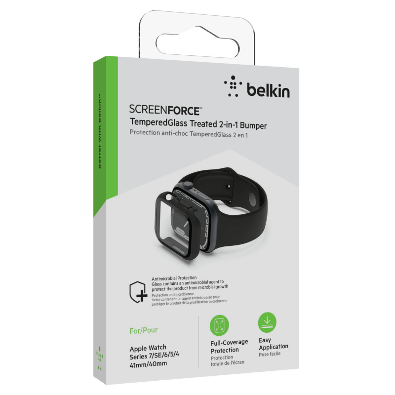 Belkin Szkło ochronne + Etui Apple Watch 2w1, 40mm/41mm, czarne