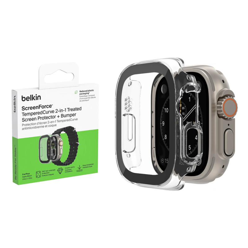 Belkin TemperedCurve Szkło ochronne + Etui Apple Watch Ultra 1/2 2w1, 49mm