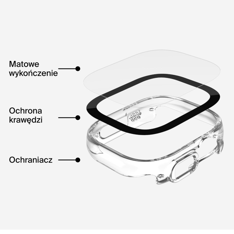 Belkin TemperedCurve Szkło ochronne + Etui Apple Watch Ultra 1/2 2w1, 49mm