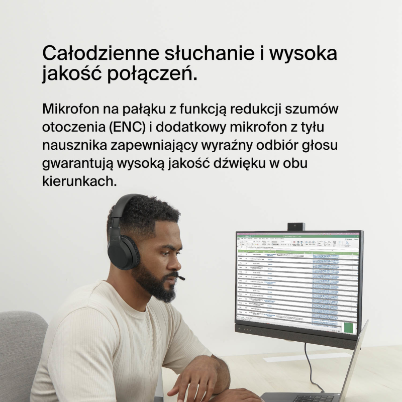 Belkin Słuchawki nauszne, bezprzewodowe, z mikrofonem, czarne