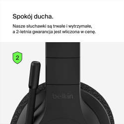 Belkin Słuchawki nauszne, bezprzewodowe, z mikrofonem, czarne