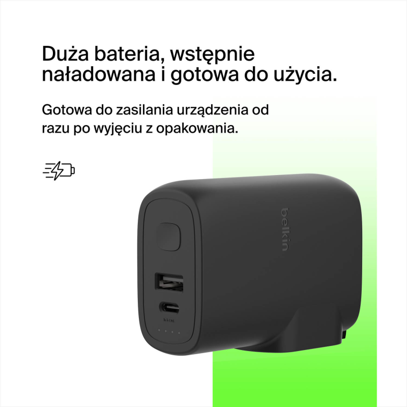 Belkin Ładowarka sieciowa 25 W 2w1, powerbank 5000 mAh, USB-A, USB-C