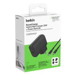 Belkin Ładowarka sieciowa 25 W 2w1, powerbank 5000 mAh, USB-A, USB-C