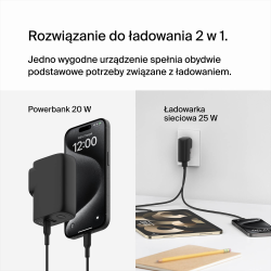 Belkin Ładowarka sieciowa 25 W 2w1, powerbank 5000 mAh, USB-A, USB-C