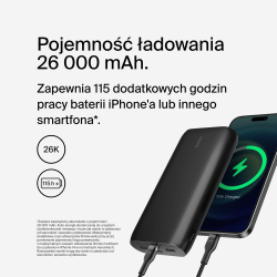 Belkin Powerbank 26 000 mAh, 2x USB-A, 2x USB-C PD 32W, czarny