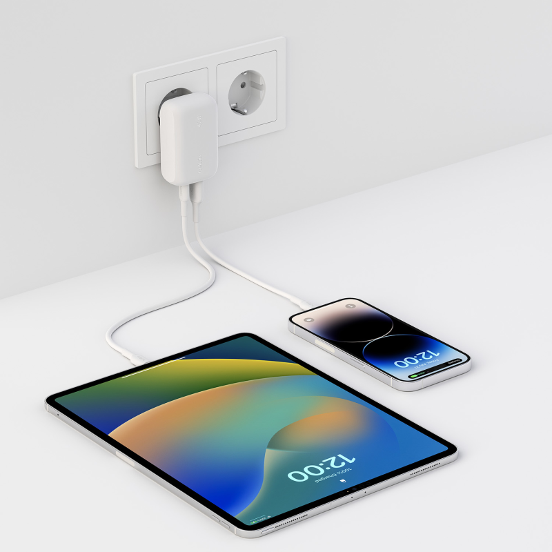 Belkin Ładowarka USB-C 30W, USB-A 12 W, 42W, kątowa, biała
