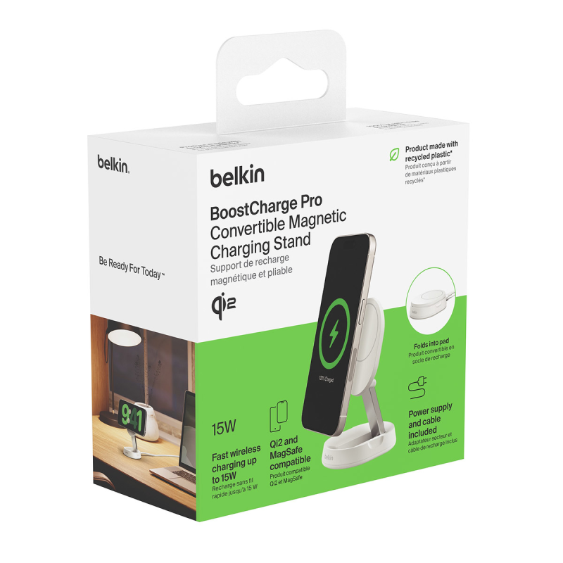 Belkin Ładowarka magnetyczna, Qi2 15W, zasilacz, biała