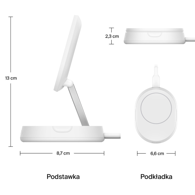 Belkin Ładowarka magnetyczna, Qi2 15W, zasilacz, biała