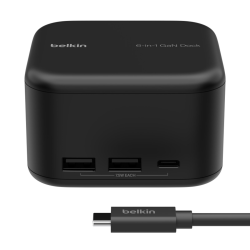 Belkin Stacja dokująca 6w1, GaN PD 130W, 2x USB-A, USB-C, HDMI 4K, RJ-45