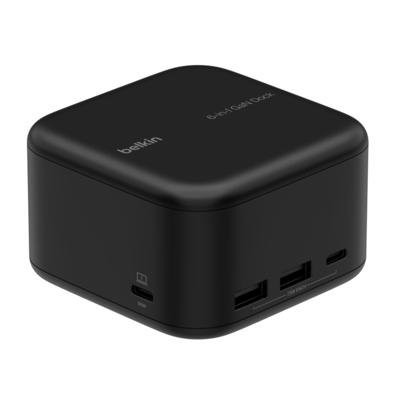 Belkin Stacja dokująca 6w1, GaN PD 130W, 2x USB-A, USB-C, HDMI 4K, RJ-45
