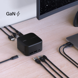 Belkin Stacja dokująca 6w1, GaN PD 130W, 2x USB-A, USB-C, HDMI 4K, RJ-45