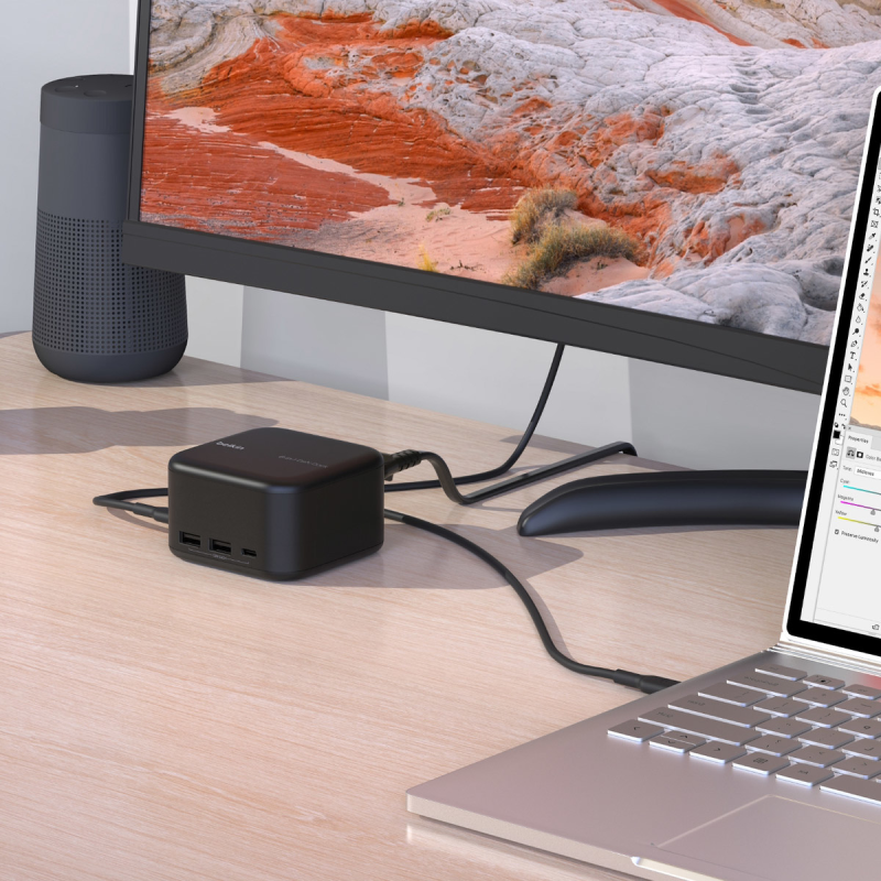 Belkin Stacja dokująca 6w1, GaN PD 130W, 2x USB-A, USB-C, HDMI 4K, RJ-45