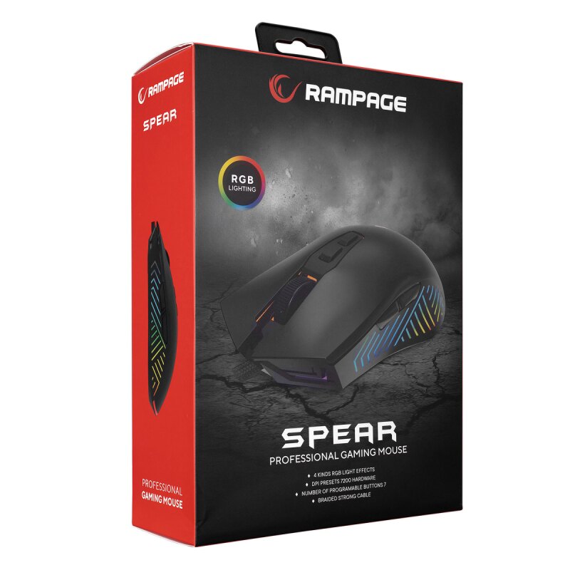 Rampage Mysz SPEAR V2 Full RGB 12800DPI 1kHz Makro | PartsPC.pl