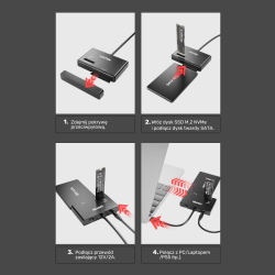 Unitek Mostek USB-C na dyski SATA i M.2 MVMe
