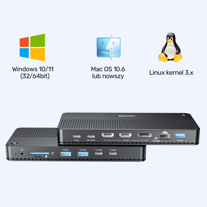 Unitek Stacja dokująca 13w1 MST HDMI DP 8K PD 100W