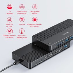 Unitek Stacja dokująca 13w1 MST HDMI DP 8K PD 100W