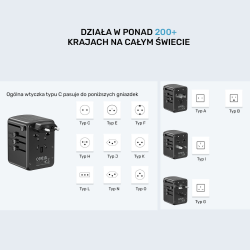 Unitek Ładowarka podróżna EU/US/UK/AUS PD 35 W
