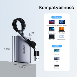 Unitek Adapter USB/C/A na 2x HDMI MST FullHD