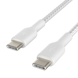 Belkin 2 Kable w oplocie USB-C na USB-C 60W, 2 m, białe