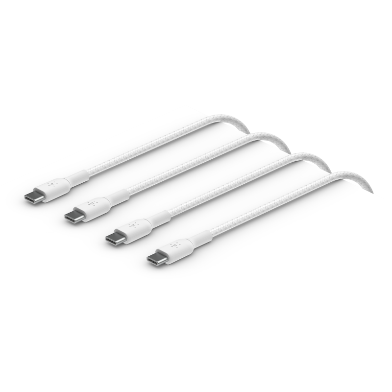 Belkin 2 Kable w oplocie USB-C na USB-C 60W, 2 m, białe