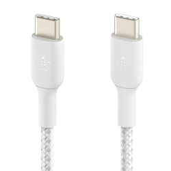 Belkin 2 Kable w oplocie USB-C na USB-C 60W, 2 m, białe
