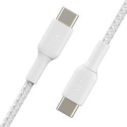 Belkin 2 Kable w oplocie USB-C na USB-C 60W, 2 m, białe