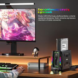 Unitek Stacja dokująca, 1x dysk M.2 NVMe, 1x dysk SATA, USB-C 10 Gbps