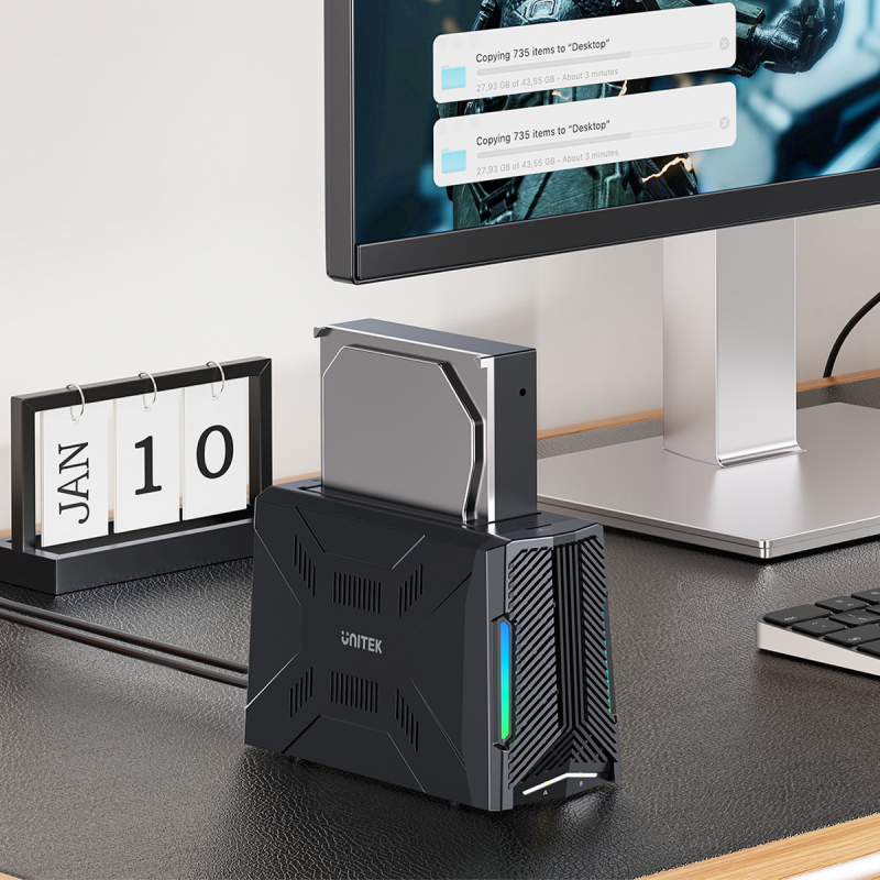 Unitek Stacja dokująca, 1x dysk M.2 NVMe, 1x dysk SATA, USB-C 10 Gbps
