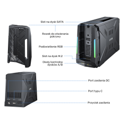 Unitek Stacja dokująca, 1x dysk M.2 NVMe, 1x dysk SATA, USB-C 10 Gbps