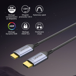 Unitek Kabel DisplayPort 1.4 do HDMI 2.1, 8K, 1,8m