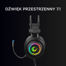 Rampage RM-K19 Plus Przewodowe słuchawki gamingowe z mikrofonem, nauszne, RGB, USB, czarne
