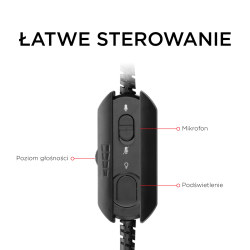 Rampage RM-K19 Plus Przewodowe słuchawki gamingowe z mikrofonem, nauszne, RGB, USB, czarne