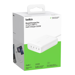 Belkin BoostCharge Pro - Ładowarka sieciowa Power Delivery, 4 porty USB-C, GaN, 200W