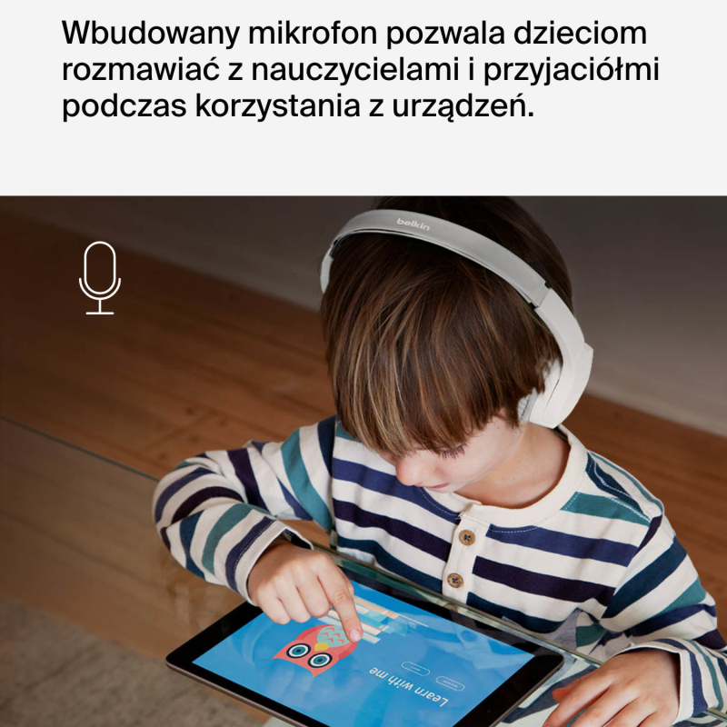 Belkin Bezprzewodowe słuchawki nauszne dla dzieci, białe