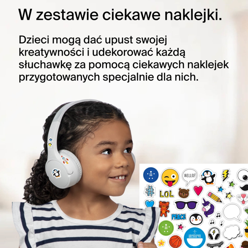 Belkin Bezprzewodowe słuchawki nauszne dla dzieci, białe