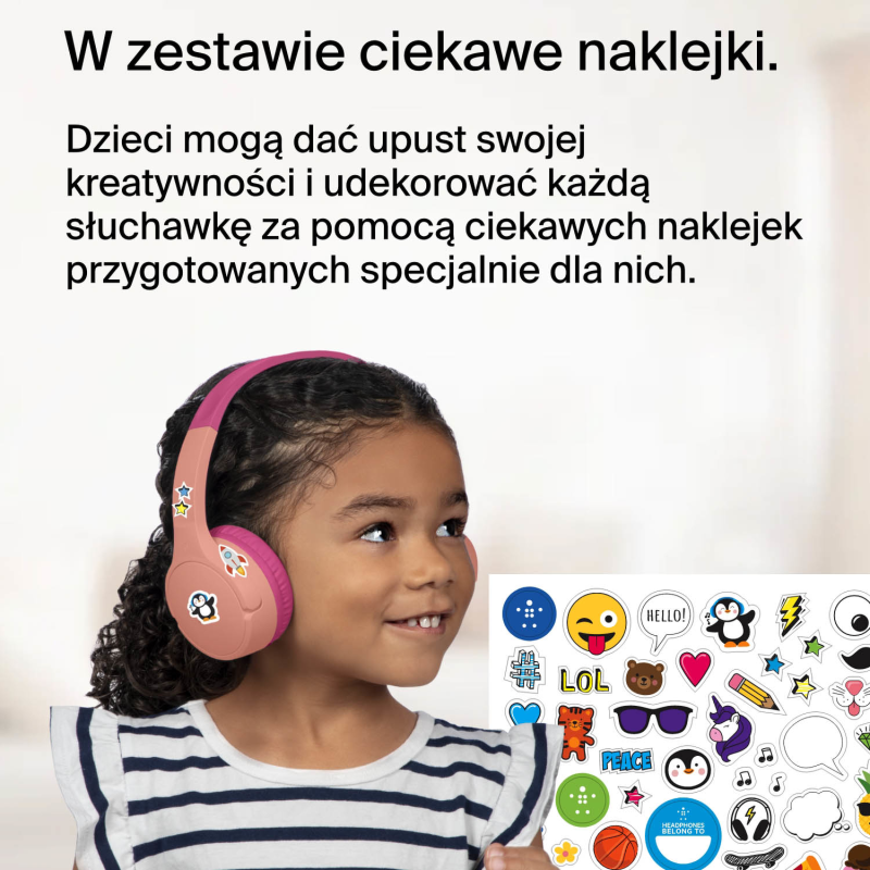 Belkin Bezprzewodowe słuchawki nauszne dla dzieci, różowe