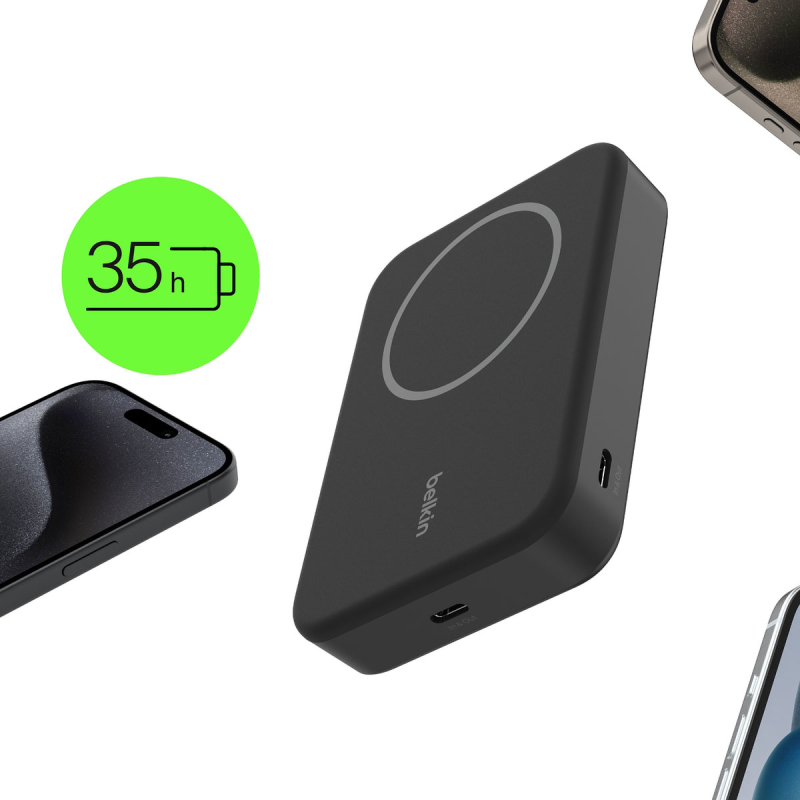Belkin Powerbank 10 000 mAh, 15 W Qi2.0, magnetyczny, z podstawką, czarny