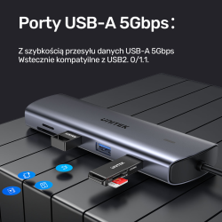 Unitek Hub 9w1 USB C Gigabit Ethernet HDMI VGA 3x USB A czytnik kart PD 100W