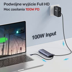 Unitek Hub 9w1 USB C Gigabit Ethernet HDMI VGA 3x USB A czytnik kart PD 100W