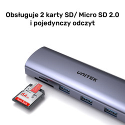 Unitek Hub 9w1 USB C Gigabit Ethernet HDMI VGA 3x USB A czytnik kart PD 100W
