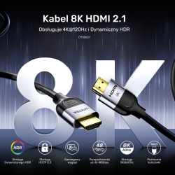 Unitek Kabel HDMI 2.1 8K 60Hz, czarny, 3m
