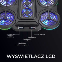 Rampage PROTE R6 - Podstawka chłodząca pod laptop 10-17", RGB, regulowana
