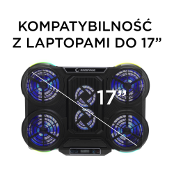 Rampage PROTE R6 - Podstawka chłodząca pod laptop 10-17", RGB, regulowana