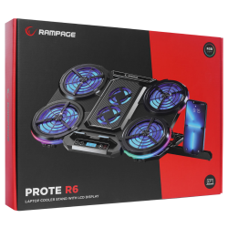 Rampage PROTE R6 - Podstawka chłodząca pod laptop 10-17", RGB, regulowana