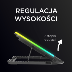 Rampage Sixpower R9 - Podstawka chłodząca pod laptop 15,6'', RGB, regulowana