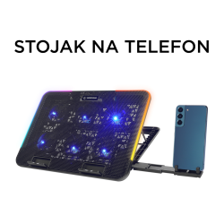 Rampage Sixpower R9 - Podstawka chłodząca pod laptop 15,6'', RGB, regulowana