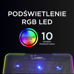 Rampage Sixpower R9 - Podstawka chłodząca pod laptop 15,6'', RGB, regulowana